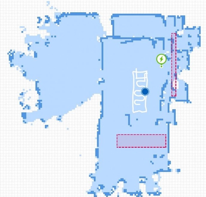 карта квартиры составленная роботом пылесосом, зоны уборки и виртуальные стены
